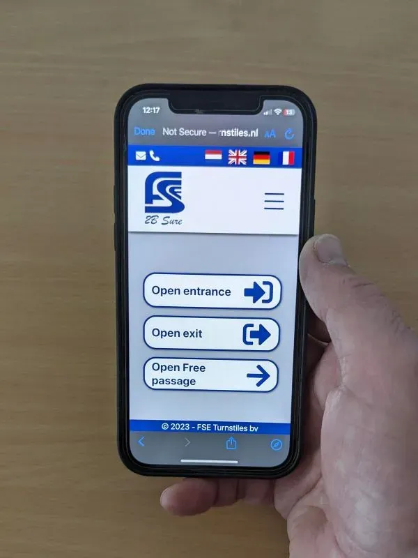 Weergave van de TRC app om mobile.
